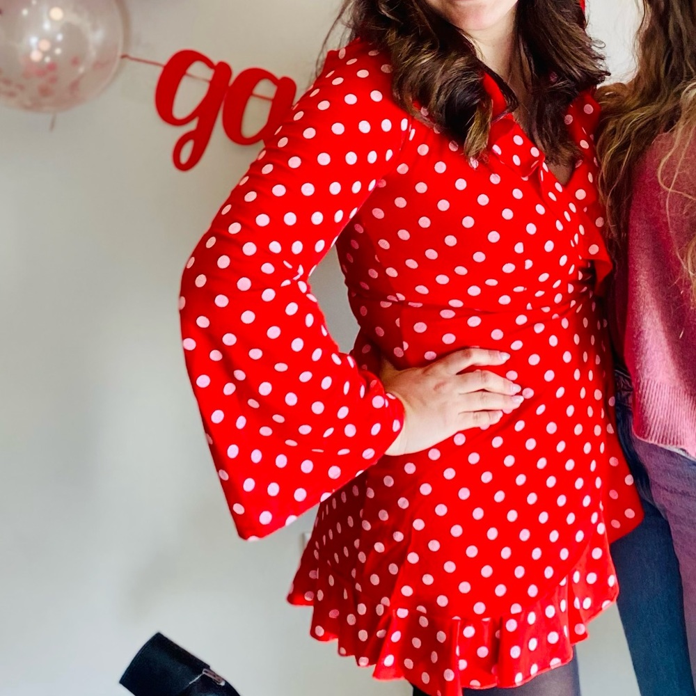 Red polka dot dress